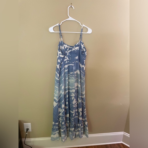 KNOX ROSE women’s blue tie dye maxi dress, Sz M, fitted top and flowy bottom - Picture 5 of 6